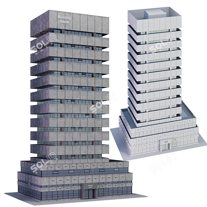 Modern Skyscraper Model Kit 3D model image 3