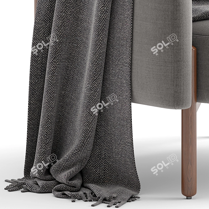 Sleek Oak Column Leg Chair 3D model image 7