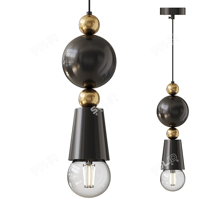 Designer Brass Clip Pendant Light 3D model image 2