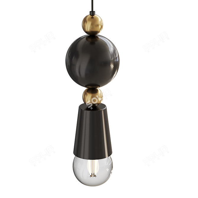 Designer Brass Clip Pendant Light 3D model image 3