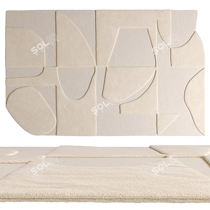 Hand-Tufted Petra Wool Rug 3D model image 2