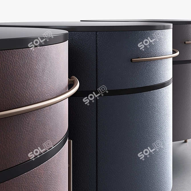 Plissé Leather Table Collection 3D model image 6