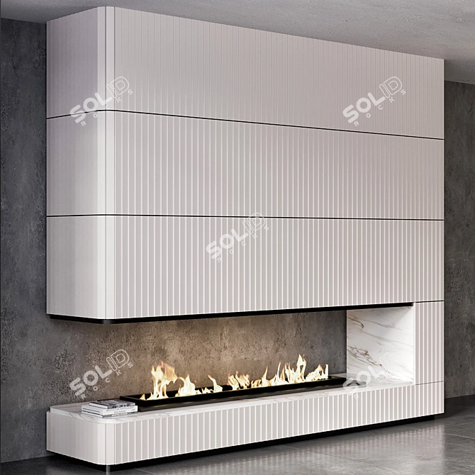 Title: No5 Contemporary Fireplace 3D model image 2