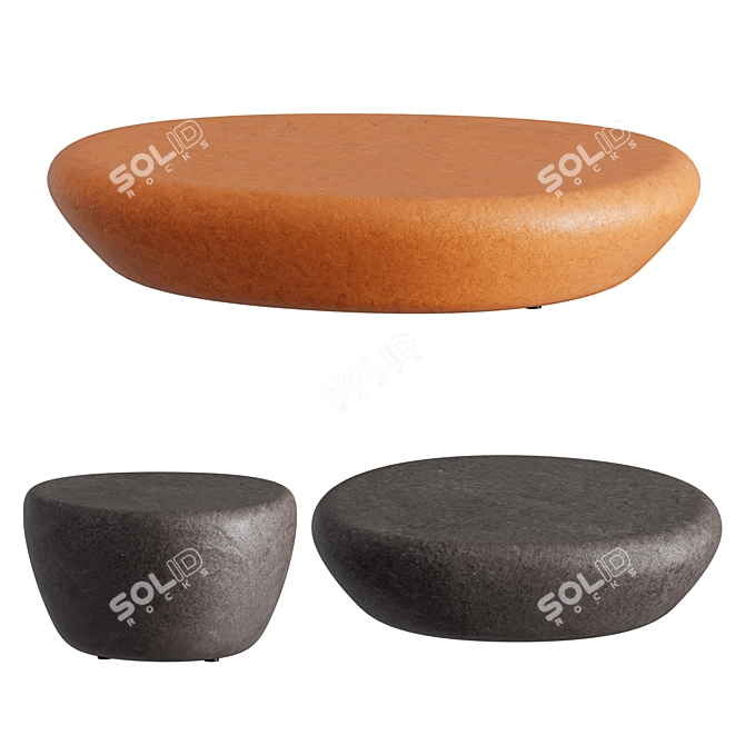 Modern Stone Coffee Table Set 3D model image 1