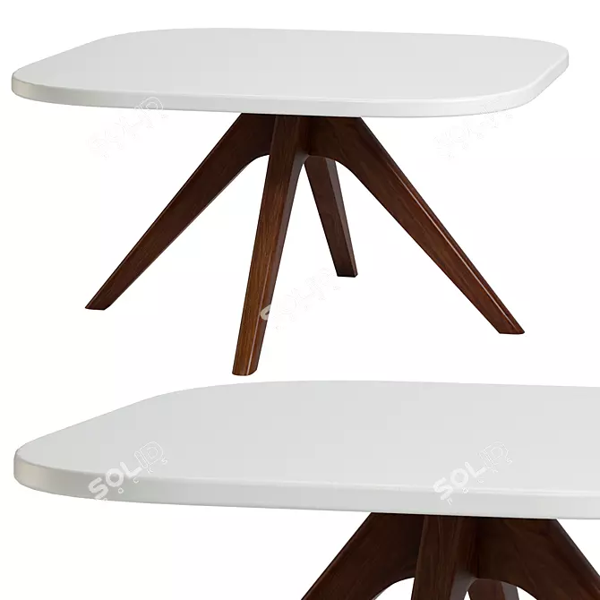 Modern Square Drift Table Wood Legs 3D model image 3