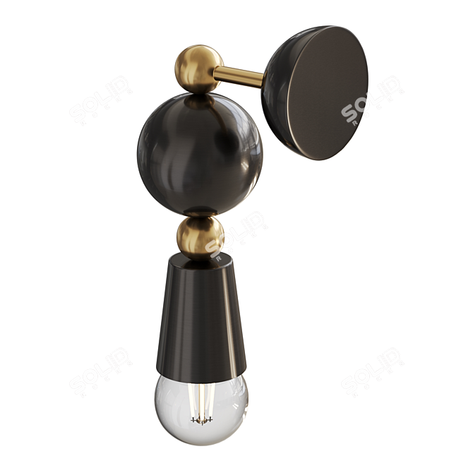 Designer Wall Lamp with Brass Clips 3D model image 2