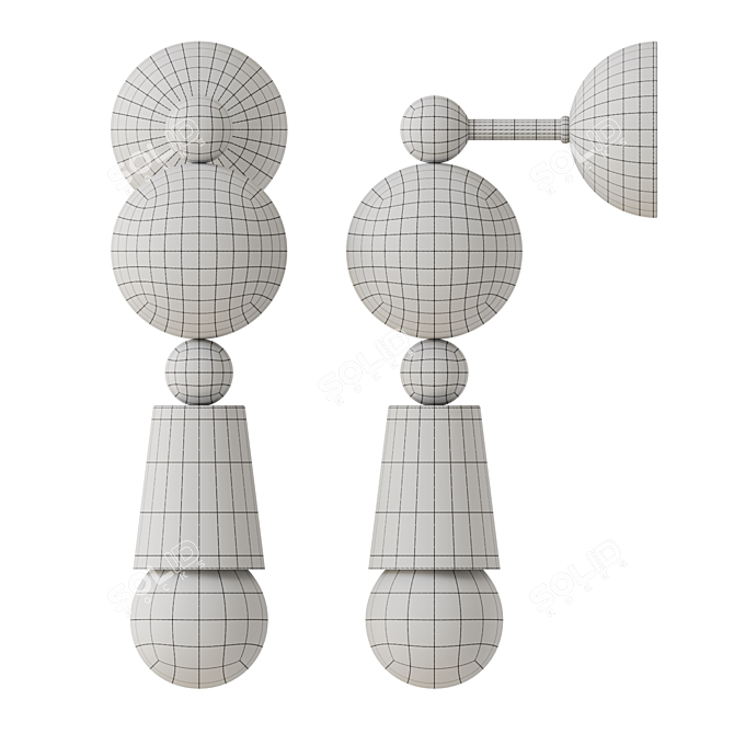 Designer Wall Lamp with Brass Clips 3D model image 3