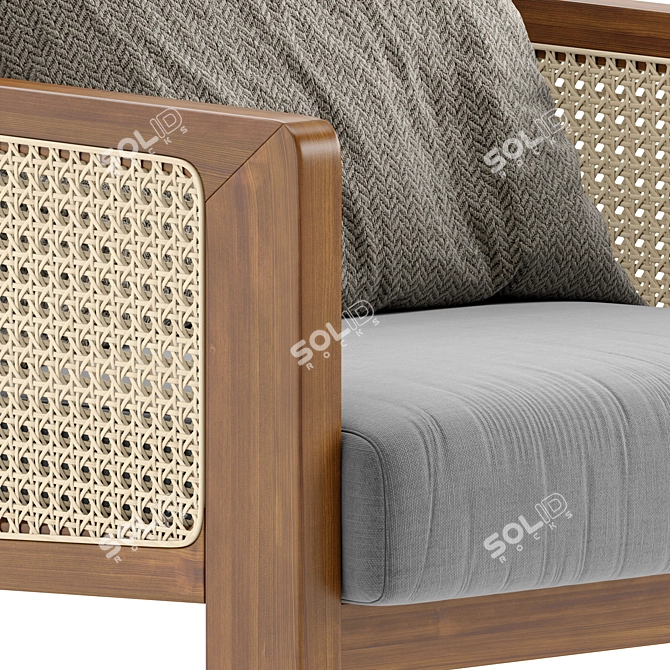 Bellamy Cane Armchair Fabric Wood 3D model image 5