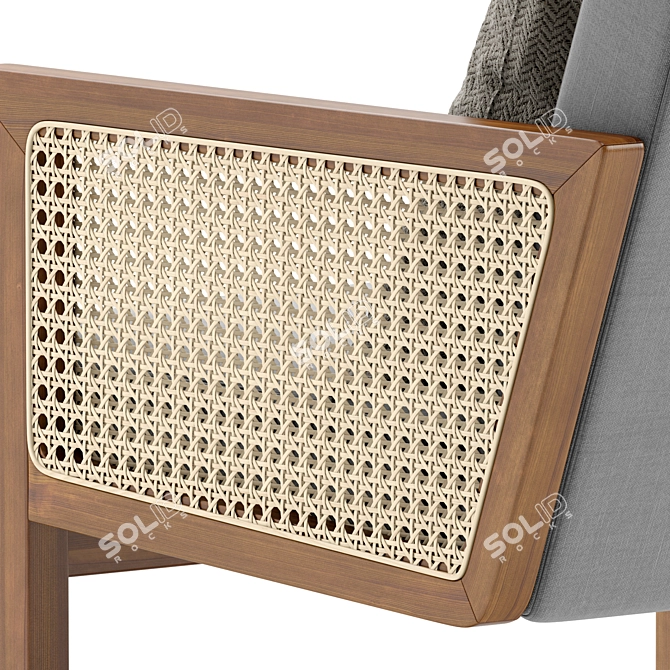 Bellamy Cane Armchair Fabric Wood 3D model image 7