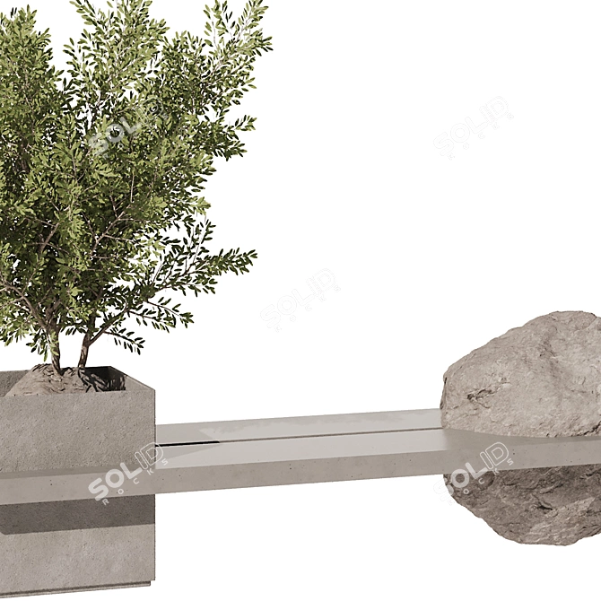 Outdoor Rock Olive Bench Vray 2016 3D model image 3