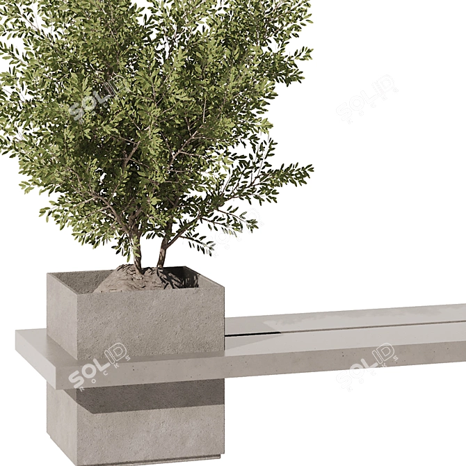 Outdoor Rock Olive Bench Vray 2016 3D model image 4