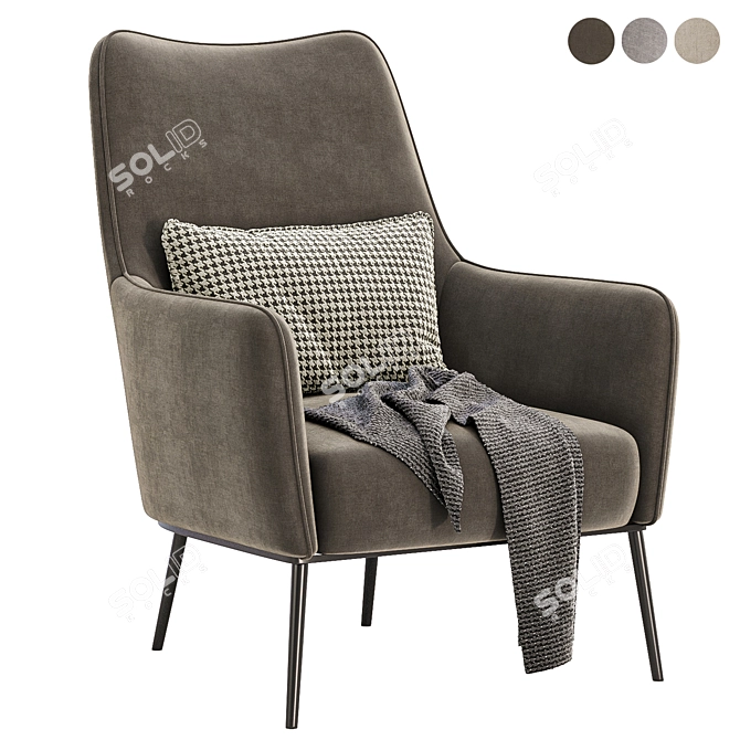 Modern Ripley Armchair: 3 Colors 3D model image 2