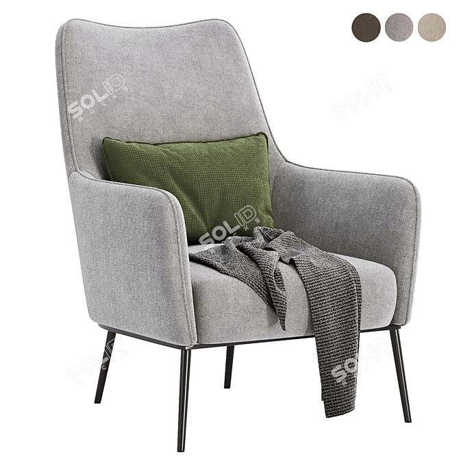 Modern Ripley Armchair: 3 Colors 3D model image 3