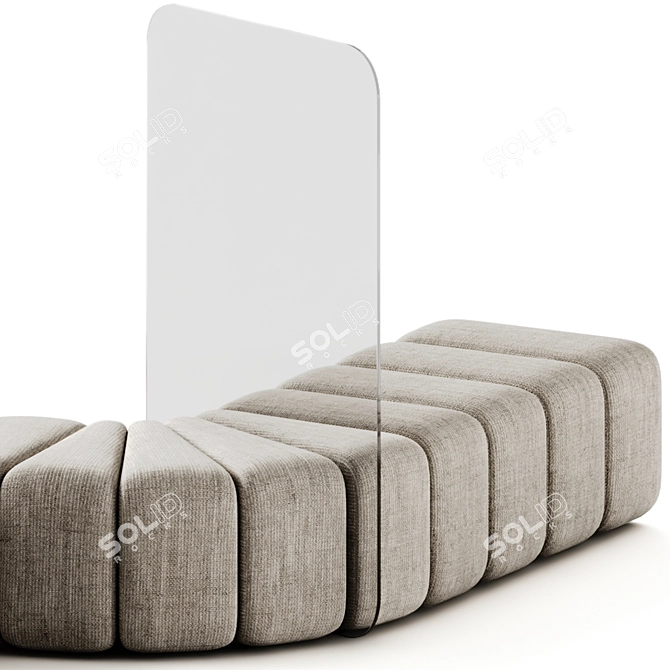 Bob Curved Pouf with Plexiglass Divider 3D model image 4