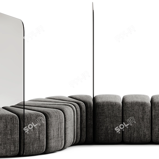 Bob Curved Pouf with Plexiglass Divider 3D model image 5