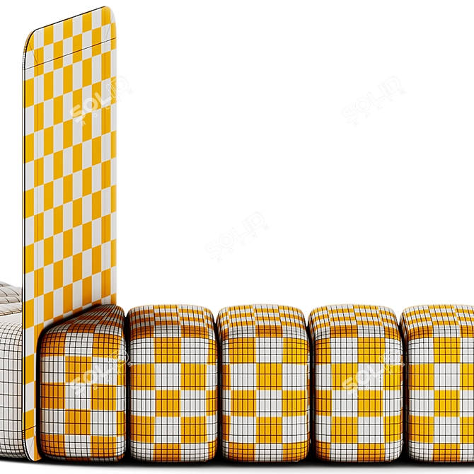 Bob Curved Pouf with Plexiglass Divider 3D model image 7