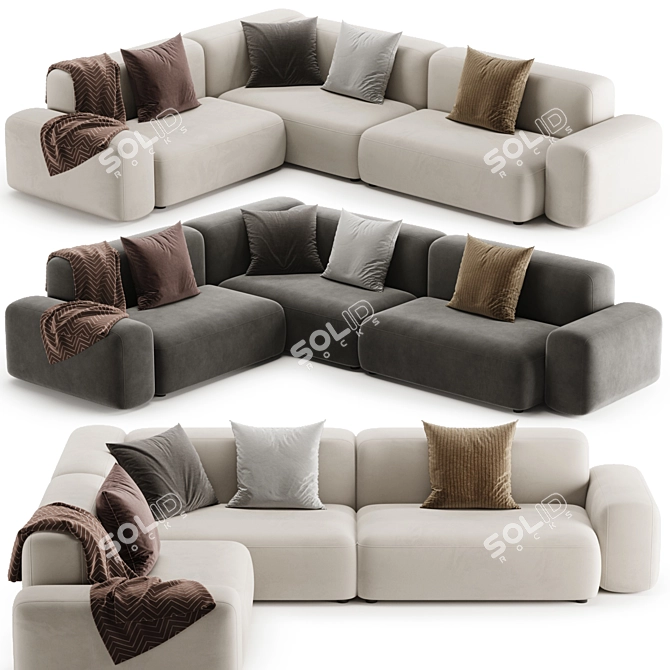 Modern Modular Corner Sofa Set 3D model image 1