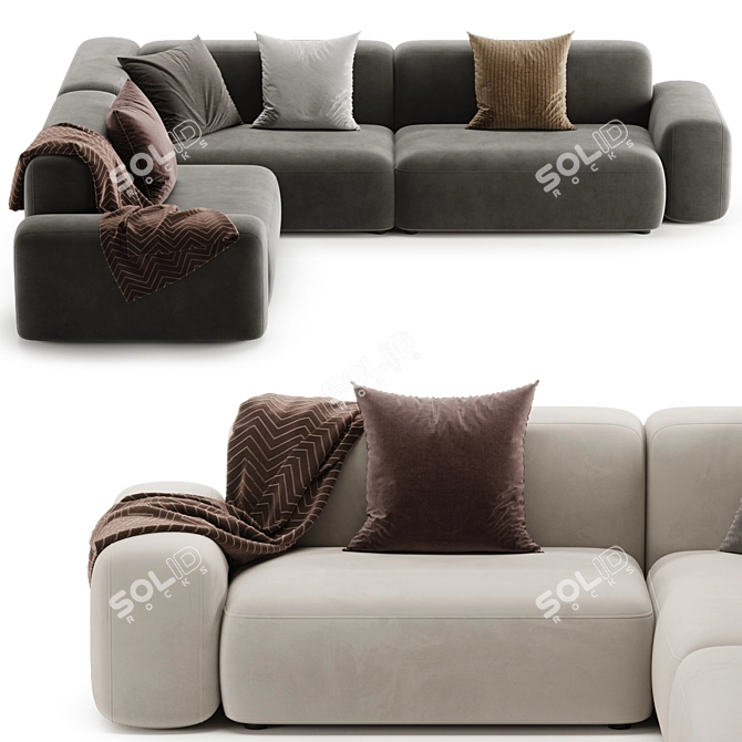 Modern Modular Corner Sofa Set 3D model image 2