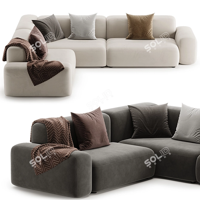 Modern Modular Corner Sofa Set 3D model image 3