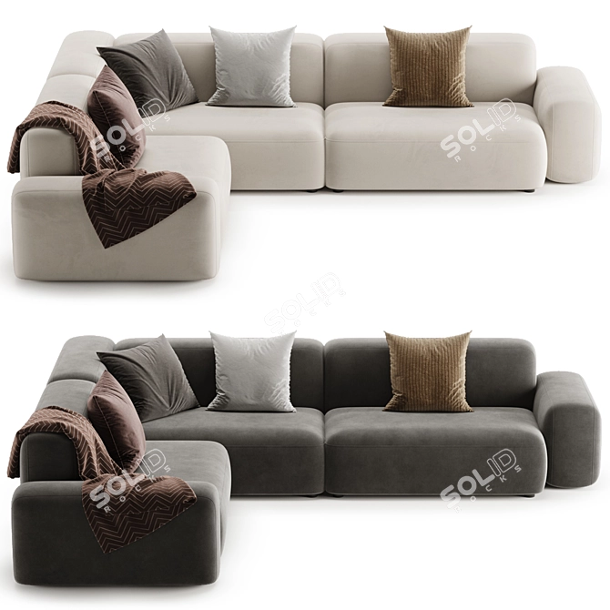 Modern Modular Corner Sofa Set 3D model image 5