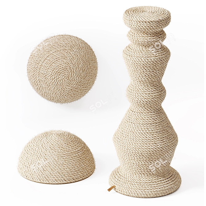 Sisal Rope Cat Scratcher Stand 3D model image 1