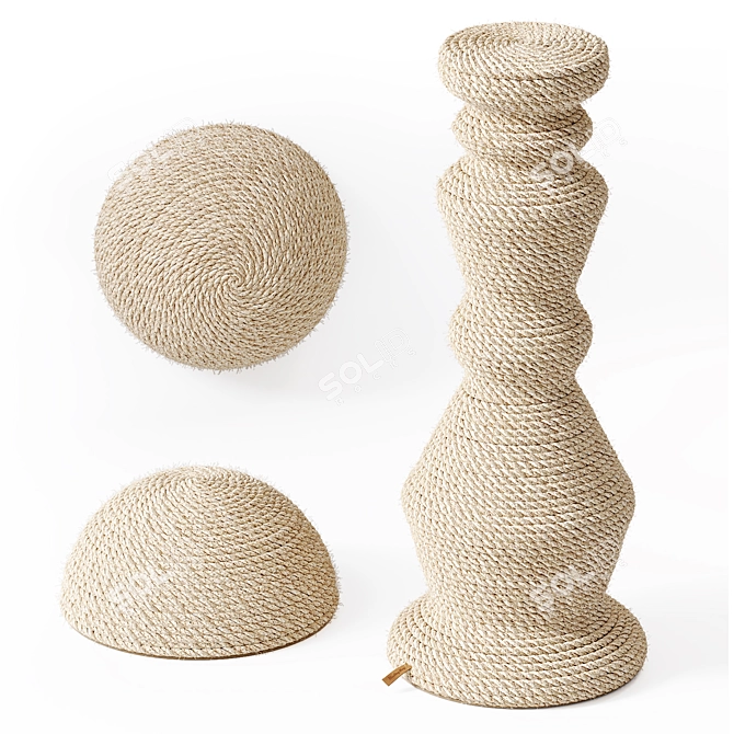 Sisal Rope Cat Scratcher Stand 3D model image 4