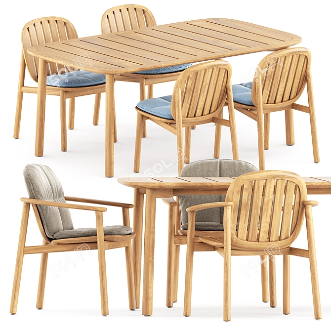 EMu Teak Outdoor Furniture Collection 3D model image 1