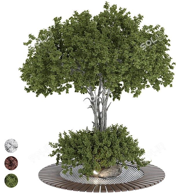 Outdoor Tree Collection Garden Bench 3D model image 3