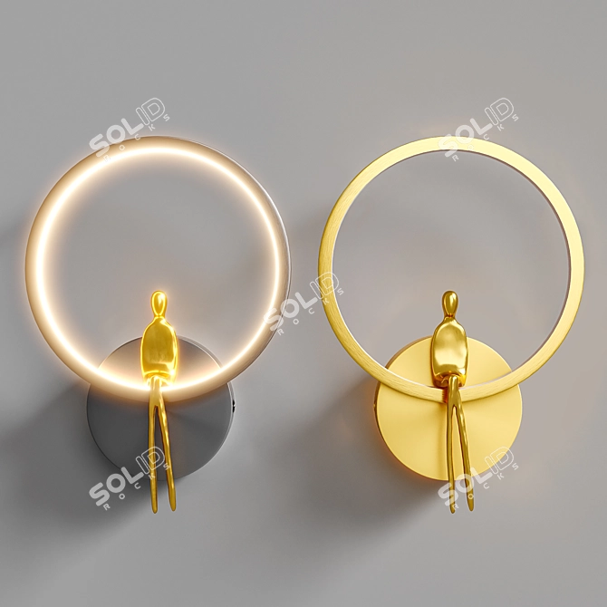 Glowing Figure LED Wall Light 3D model image 2