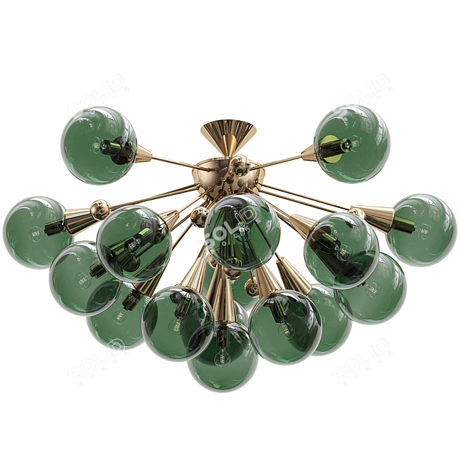 Sputnik Green Glass Chandelier 3D model image 1