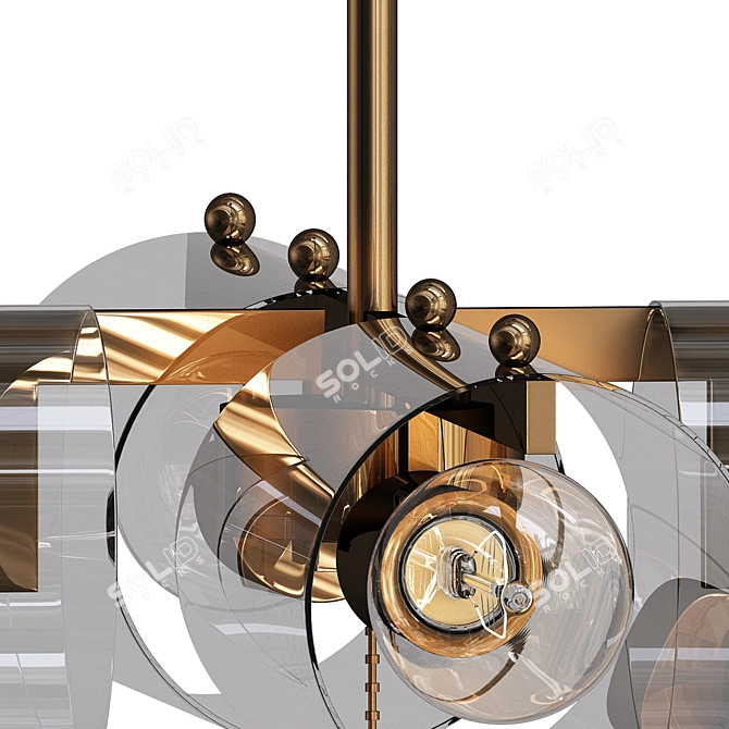 Venomblack Mid-Century Glass Chandelier 3D model image 2