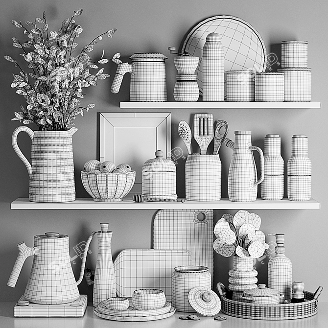 Modern Kitchen Accessories Set 04 3D model image 7