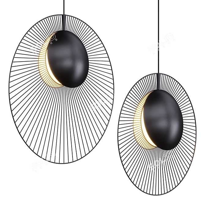 Sleek LED Pendant MAGDALENA BLACK 3D model image 1