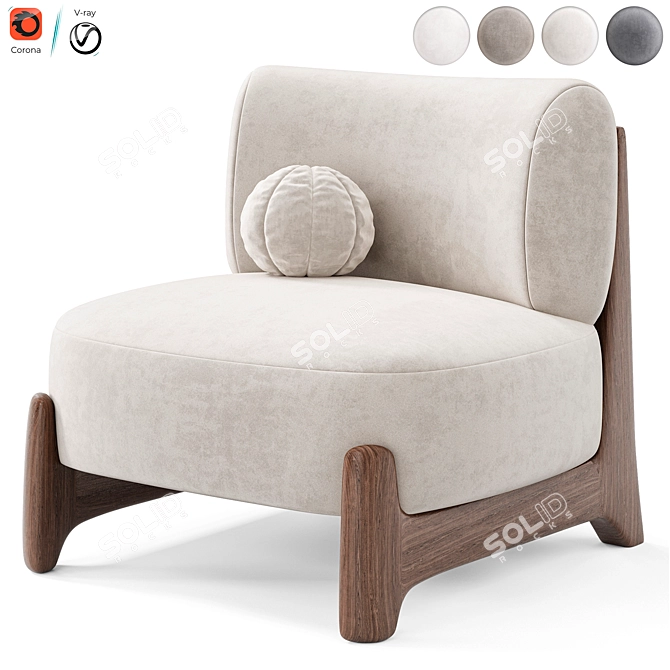 Modern Tobo Armchair in Millimeters 3D model image 4