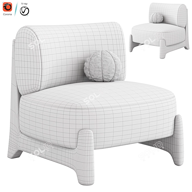 Modern Tobo Armchair in Millimeters 3D model image 7