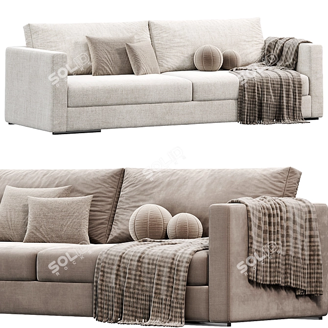 Flexform Magnum 3-Seater Fabric Sofa 3D model image 2