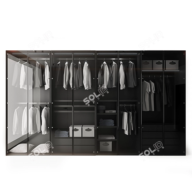 Sleek Aluminum Glass Wardrobe 3D model image 3