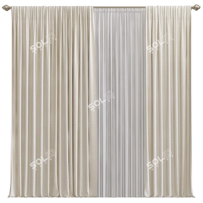 Meshed Curtain Design Ghostpane 3D model image 1