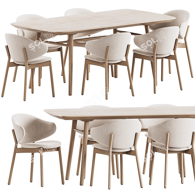 Modern Dining Set with Chair 3D model image 1