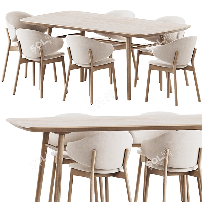 Modern Dining Set with Chair 3D model image 2