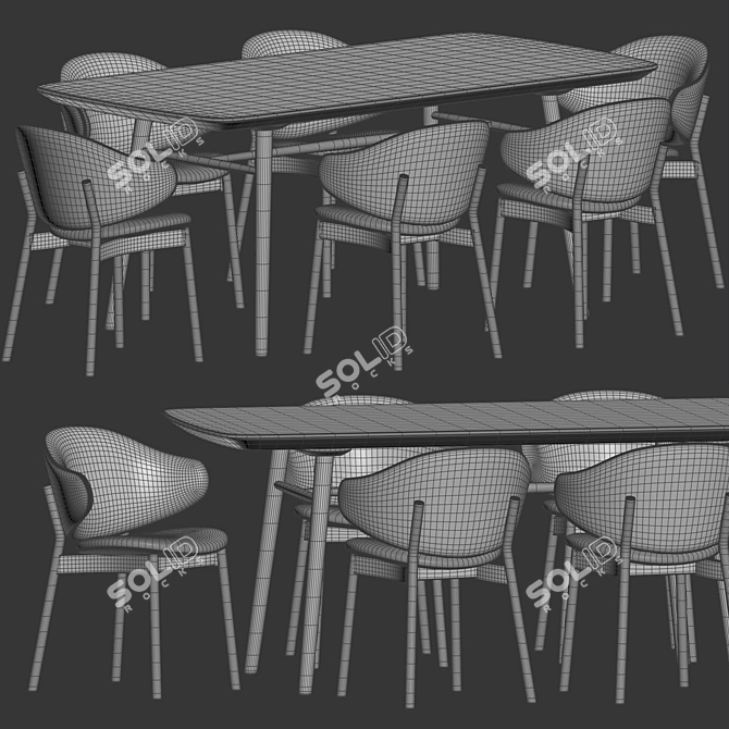 Modern Dining Set with Chair 3D model image 3