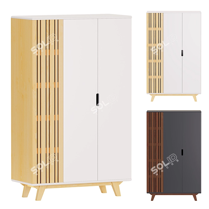 Panteon Contemporary 3-Door Wardrobe 3D model image 1