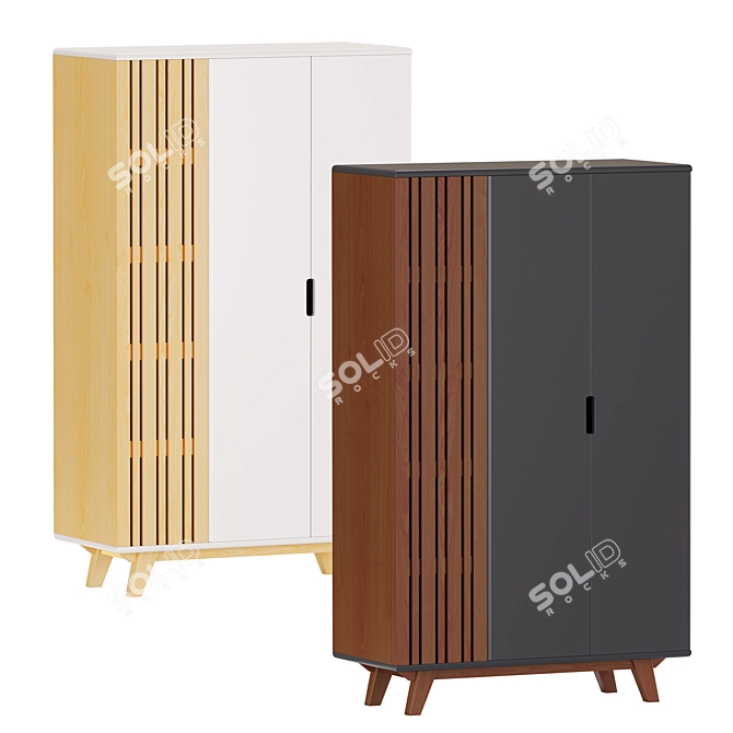 Panteon Contemporary 3-Door Wardrobe 3D model image 4