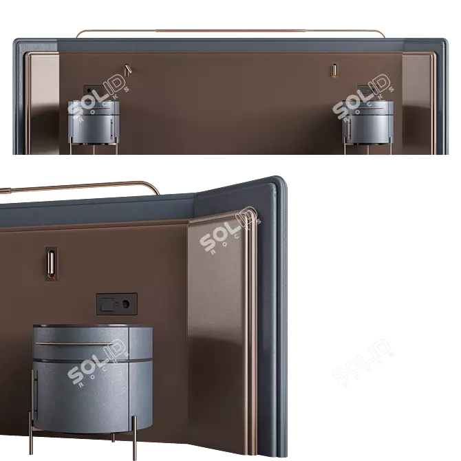 Modern Leather Panel Headboard Set 3D model image 1