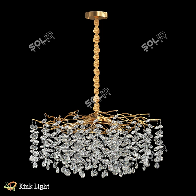 Gold Crystal Pendant Chandelier by Kink Light 3D model image 1