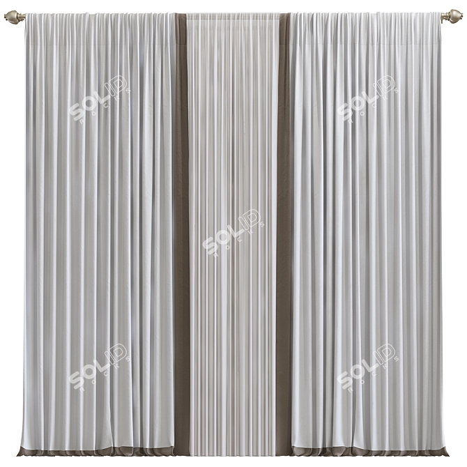  Retopologized Curtain Design 3D model image 1