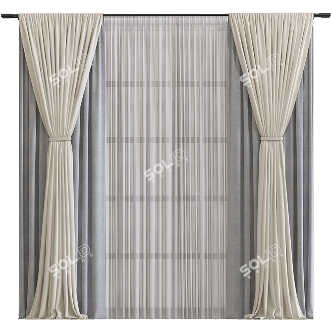 Retro Curtains Design Solution 3D model image 3