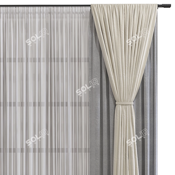 Retro Curtains Design Solution 3D model image 5