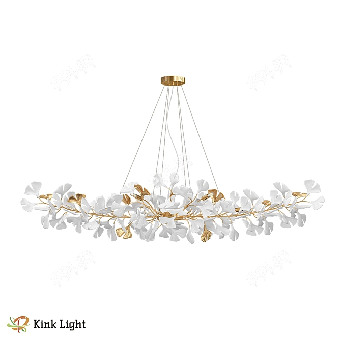 Gold Scandi Pendant Chandelier 200cm 3D model image 1