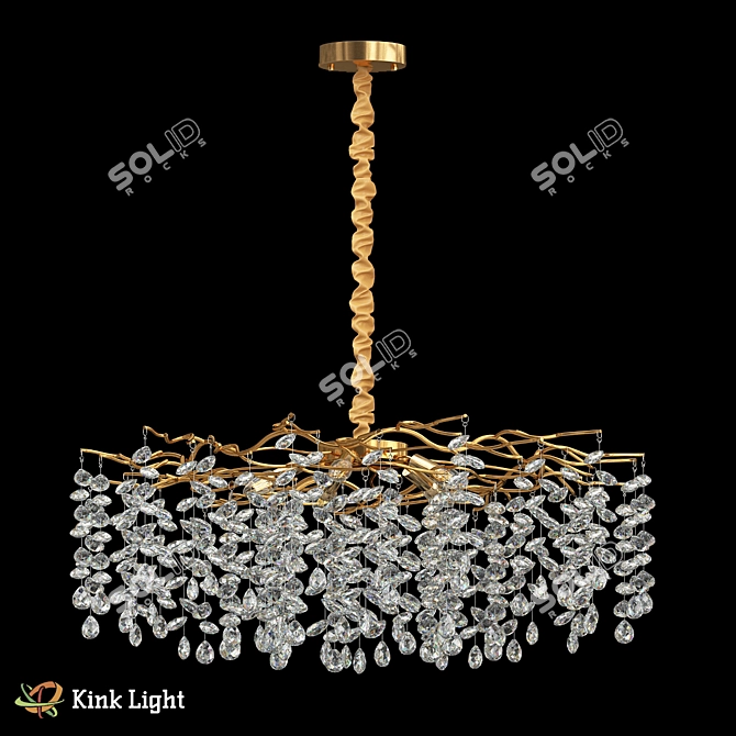 Crystal Gold Chandelier 105 Pendants 3D model image 1